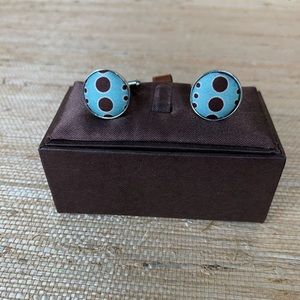 🍁Turquoise & Brown Dot Suburban Silk Cuff Links
